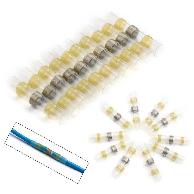 10 шт. термоусадочные сорные клеммы желтый Водонепроницаемый припой рукав трубки изолированные стыковые электрические провода разъемы комплект