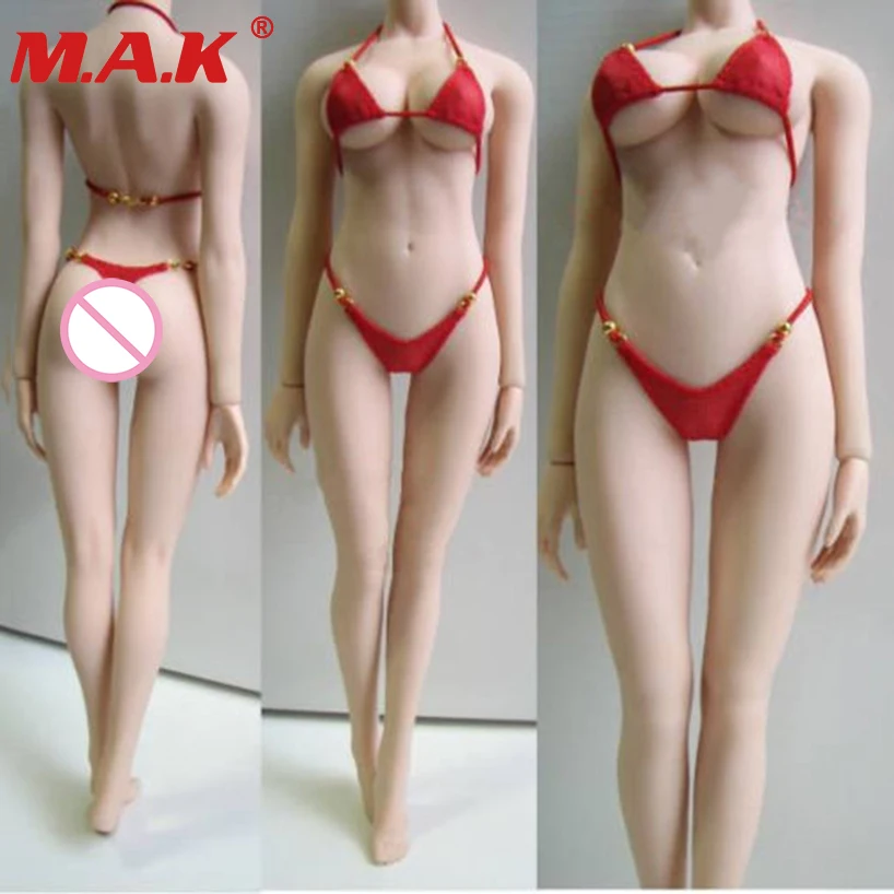 

1/6 Scale Three-point Red Bikini Model White for 12" Female PH Doll Action Figure Body Accessories Custom PL64