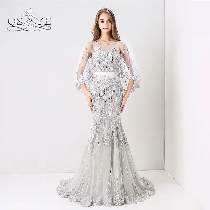 silver gown with cape
