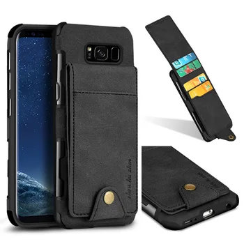 

Button Canvas Wallet Case for Samsung Galaxy S8 Note 8 Card Slot Flip Linen Cover For Samsung S8 Plus Card Package