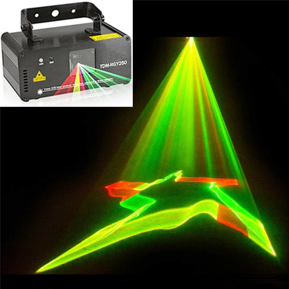 110 240V 3D Gobos R&G Laser Stage Light Yellow LED Effect Lighting