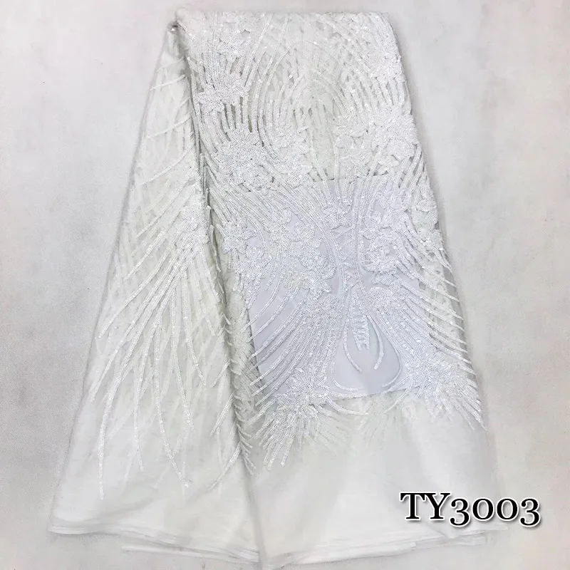 

African Lace Fabric 2019 High Quality African Tulle Lace Fabric With Sequins French Net Lace For Women Dress New white