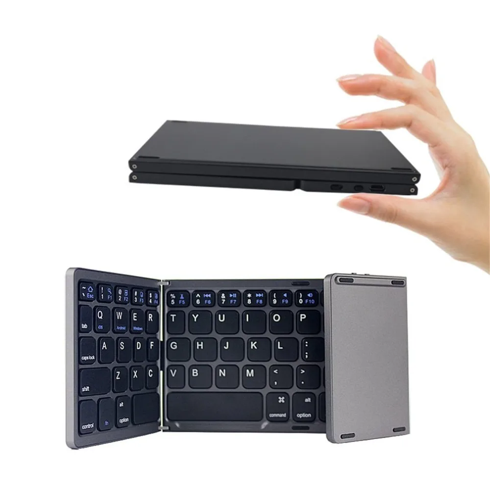 

Double Folding Bluetooth Keyboard BT Touchpad Portable Folding Wireless Keyboard for IOS for Android for Windows iPad Tablet