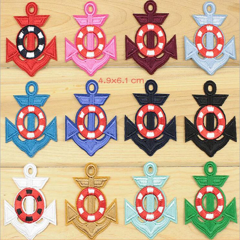 

fashion anchor sea Iron On Embroidered Patch For Cloth Cartoon Badge Garment Appliques DIY Accessory 6 pcs/lot
