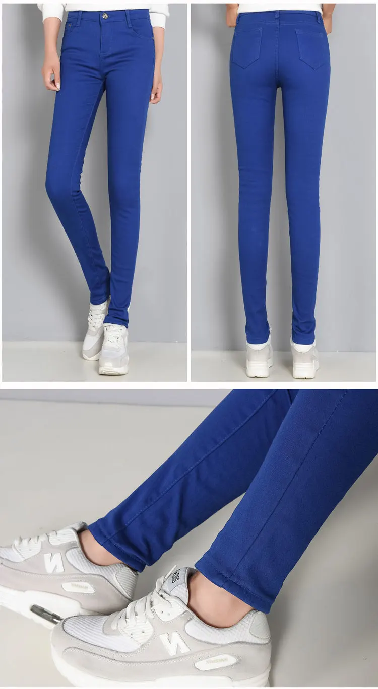 Makuluya 2019 зимние теплые утолщение плюс бархат для женщин джинсы для Высокая талия тонкая нога карамельный цвет леди Джинс