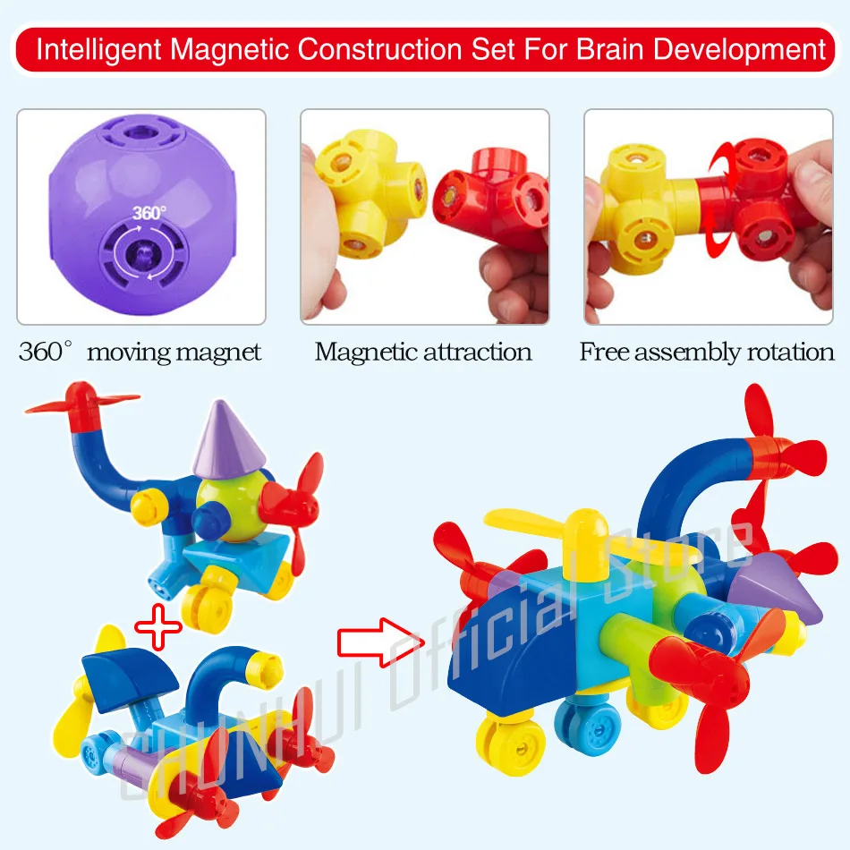 2 в 1, магнитные игрушки для детей, магнитные трубы, строительный блок, самолет, для детей, сделай сам, образовательная конструкция, Обучающие Детские игрушки, подарок