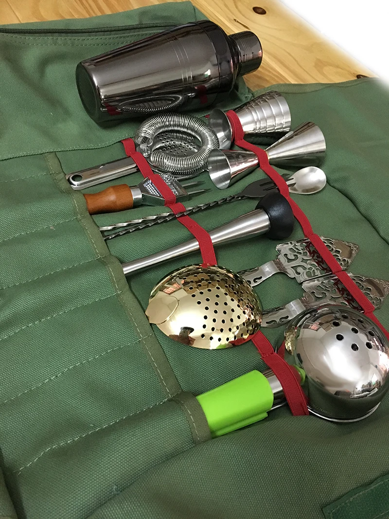 Bar tool bag Bar Tool Bag Mixology Bag Empty Bartenders Roll Up Kit