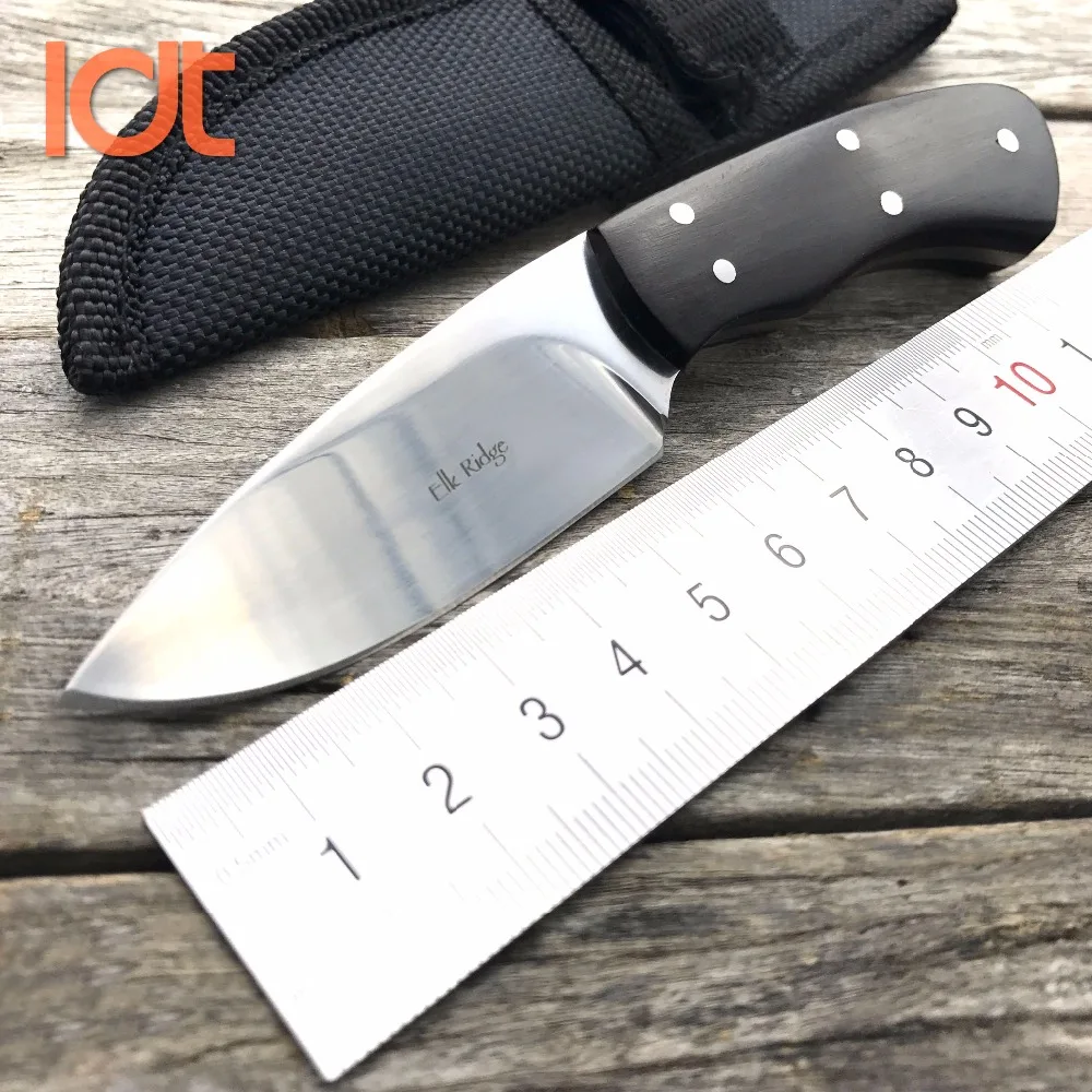 Online LDT Elk cuchillos fijos espejo 440 cuchilla mango de madera cuchillos rectos Camping táctico cuchillo Pocket Ridge EDC supervivencia caza herramientas