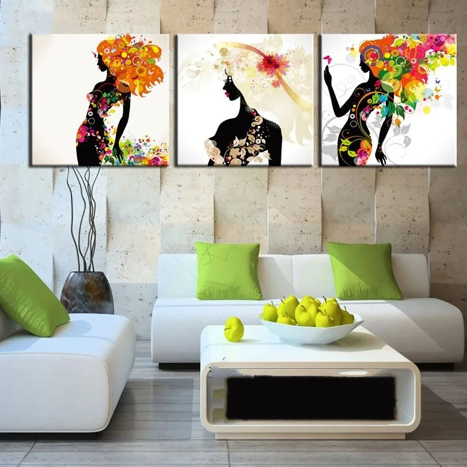 

Living Room HD Printed Poster Modern Painting 3 Panel Sexy Women Modular Decoration Picture On Canvas Wall Art Home Framework