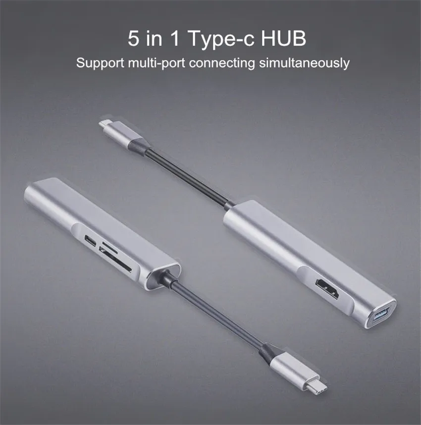 Usb type C концентратор Thunderbolt 2 адаптер USB-C подключающийся аппаратный ключ с HDMI 4 k PD 2 USB 3,0 Micro SD TF кардридер для нового MacBook Pro