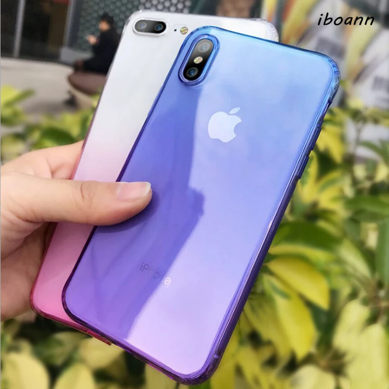 clear luxury soft silicone gel tpu Gradient Color Case For