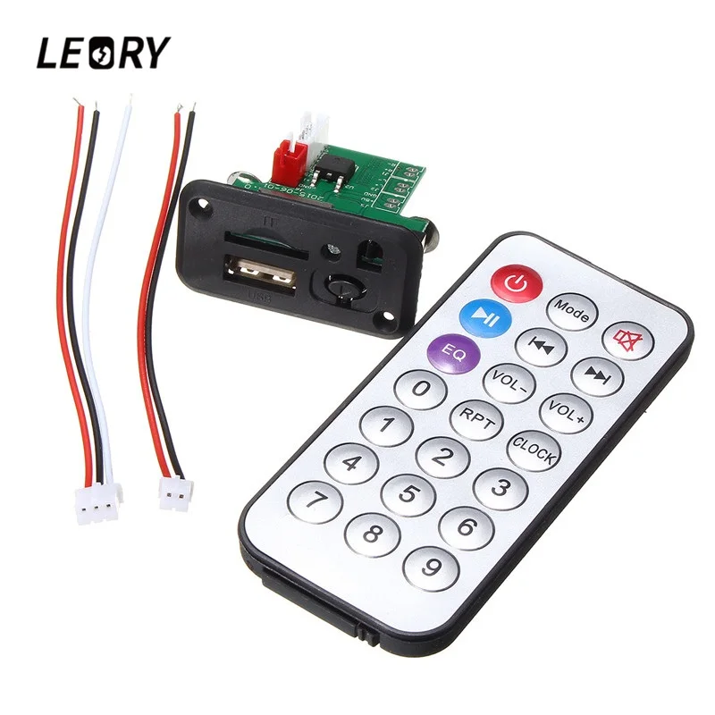 

LEORY 1PC Mini MP3 Decoder Board MP3 Player Module With Remote Controller USB TF Card Jack MP3 WAV Decoding Board Amplifier