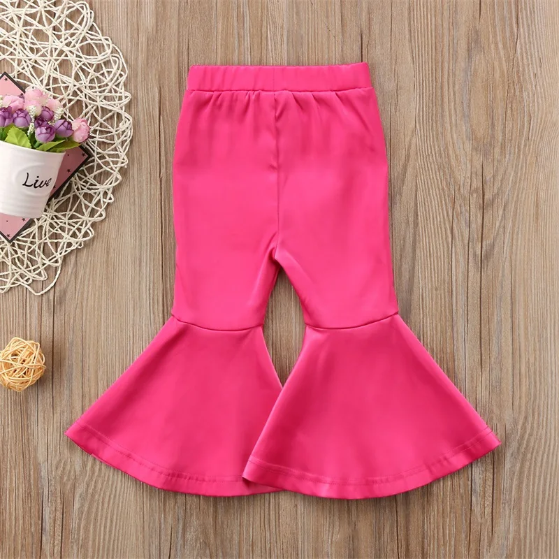 Toddler Infant Baby Kids Girls High Waist Wide Long Flared Bell Babe Bottom Pants Solid Fashion Flare Pants 2T/3T/4T/5T/6T/7T