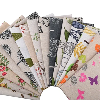 Floral 12pcs Chainho, 12 шт./партия, случайный узор, хлопковая льняная ткань, Лоскутная Одежда для поделок, стеганая и швейная салфетка, материал сумки, 25x25 см - Цвет: Floral 12pcs