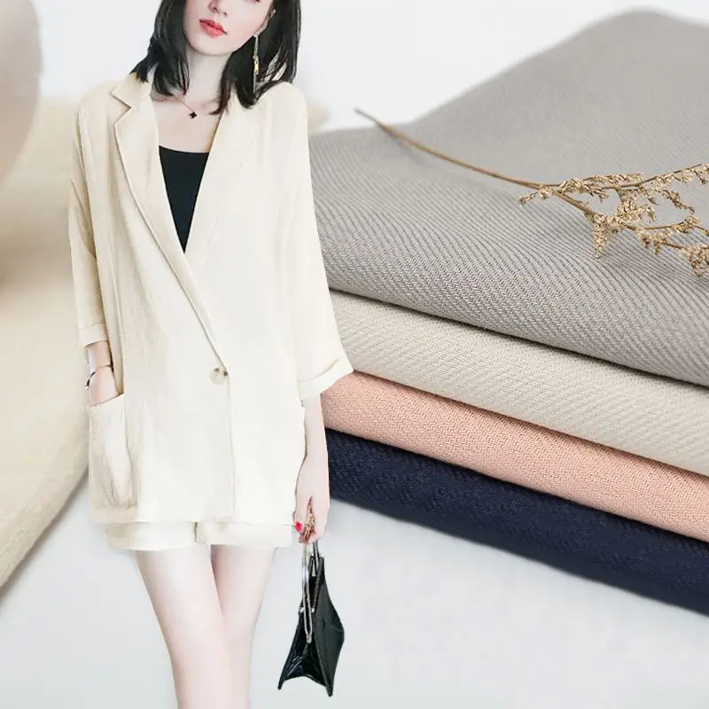 

Eco-friendly twill weave linen viscose fabric for sewing jacket and pants 90*135cm/piece L22