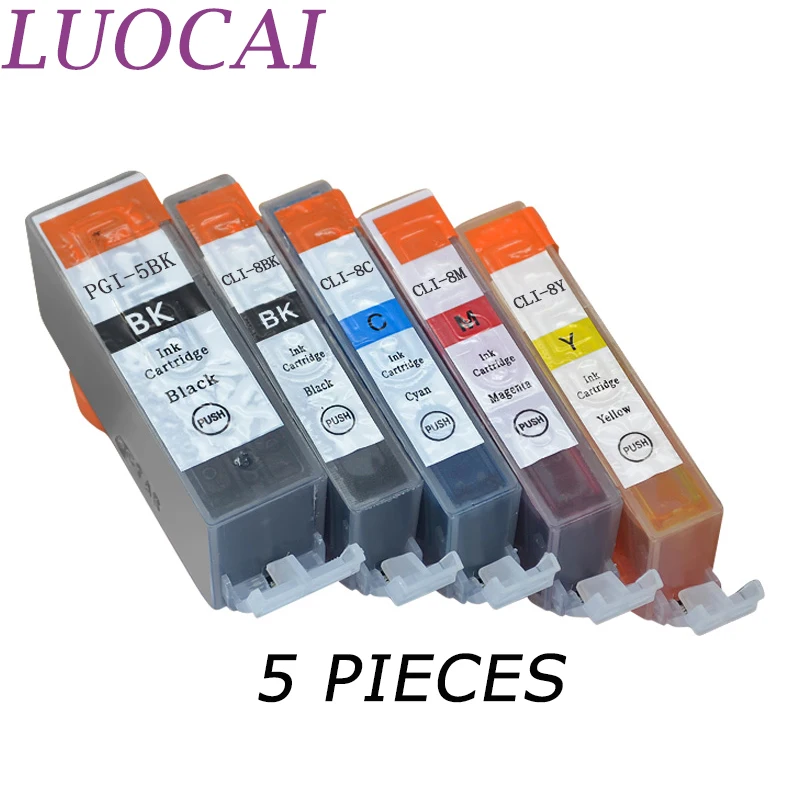 Чернильные картриджи LuoCai 5 шт. совместимые с Canon PGI-5 CLI-8 PIXMA iP3300 iP4200 iP4300 iP4500 iP5200 iP5200R