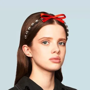 

Baroque fashion street shot luxury rhinestone personality headband New small particle rhinestone geometric bow headband 886
