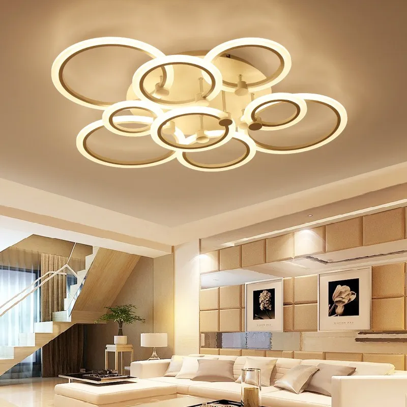 

Modern novelty chandelier highlight ring remote control light fixture study room living hotel cafe home pendant lamp