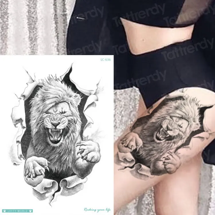 Временная татуировка Тигр водостойкая временная татуировка животные волк лиса moose татуировки Единорог Лошадь сексуальные поддельные тату для женщин девочек - Цвет: LC636