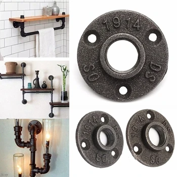 

1pc 3/4" 1/2" Iron Pipe Fittings Wall Mount Floor Antique DN15 DN20 Flange Hardware Tool Cast Iron Flanges