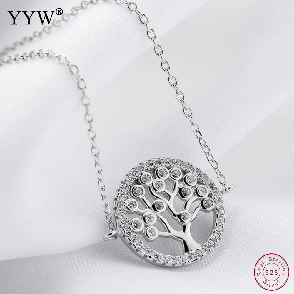 925 Sterling Silver Bangle Bracelets Tree of Life Pendant Oval Chain