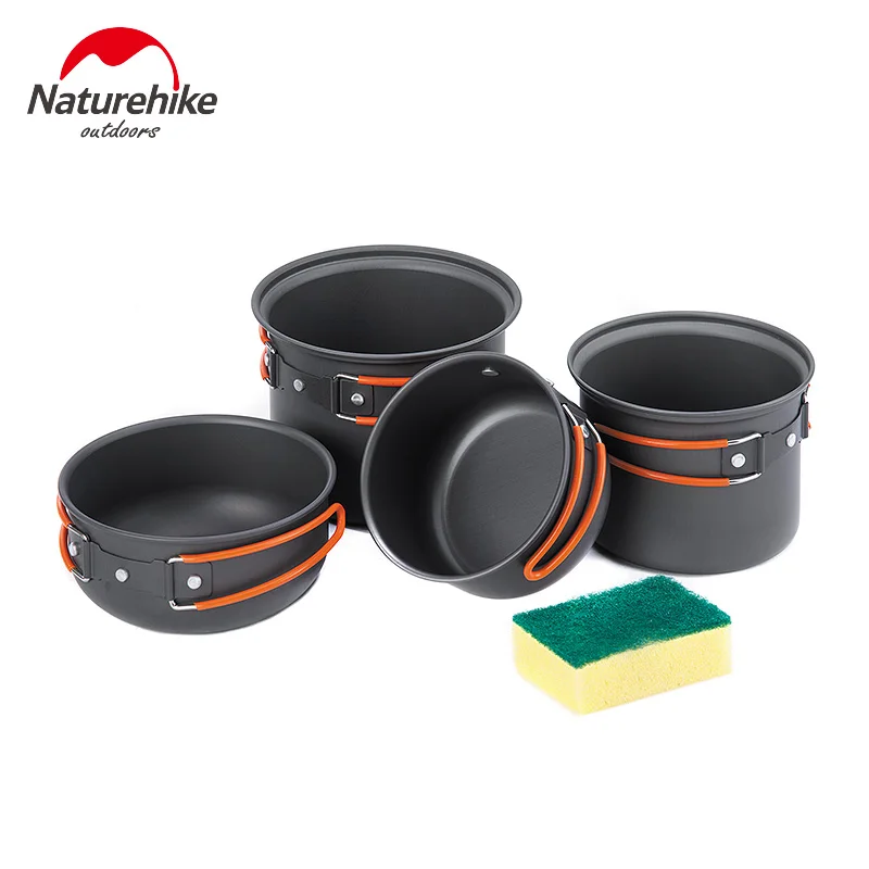4 Unid ollas de camping aleación de aluminio picnic jarra pans plegables ultraligero barbacoas 2-3 personas al aire libre olla portátil no tóxico