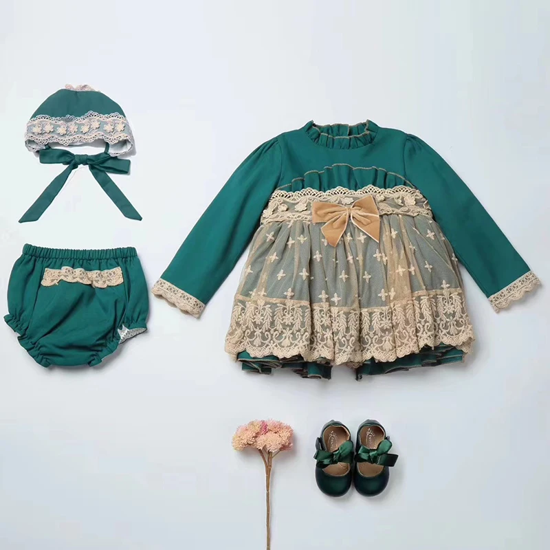 

2018 Vintage Girls Dress Long Sleeve Tutu Princess Dresses For Little Girls Costumes Elegant Kids Dress For Girls Autumn Clothes