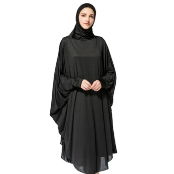 

Women Prayer Garment Black Face Cover Abaya Islamic Khimar Muslim Clothes Headscarf Robe Kimono Instant Long Hijab Arab W3