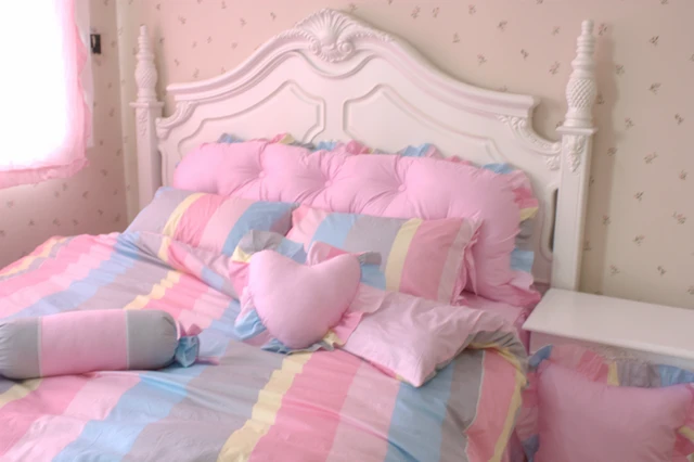 100 striped cotton candy color princess wind piece set bedding home textile 4 pieces - Buy Candy By Color 100 striped cotton candy color princess wind piece set bedding home textile 4 pieces - Buy Candy By Color