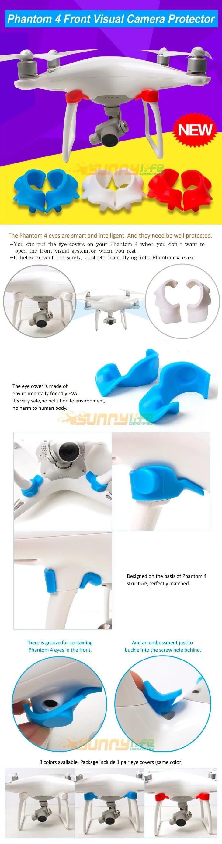 DJI Phantom 4 Front Visual System Camera Cover Eyes Protector Dustproof Dampproof Moistureproof Cap DJ4 Accessory