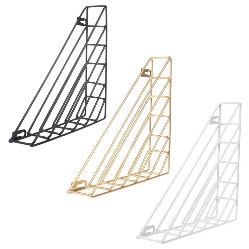 

Nordic Geometric Iron Magazine Storage Rack Wall Basket Home Organizer Decor New