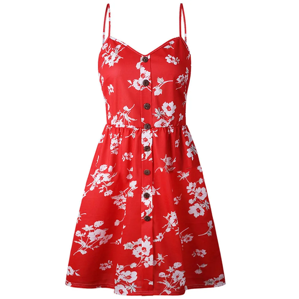 

Feitong 2019 Mini Dress Women Summer Elegant Party Sexy Vestidos Verano Brand Vintage Printed Casual sundress Sleeveles Dresses