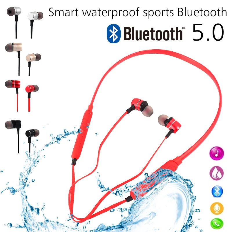 Невидимые Bluetooth 5 0 наушники спортивные металлические беспроводные стерео