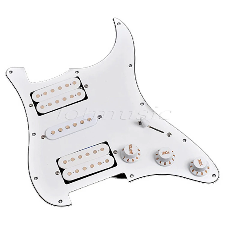 Загружено Prewired Pickguard белый для крыла Strat HSH гитарные партии|guitar monica|guitar pickguardguitar strap
