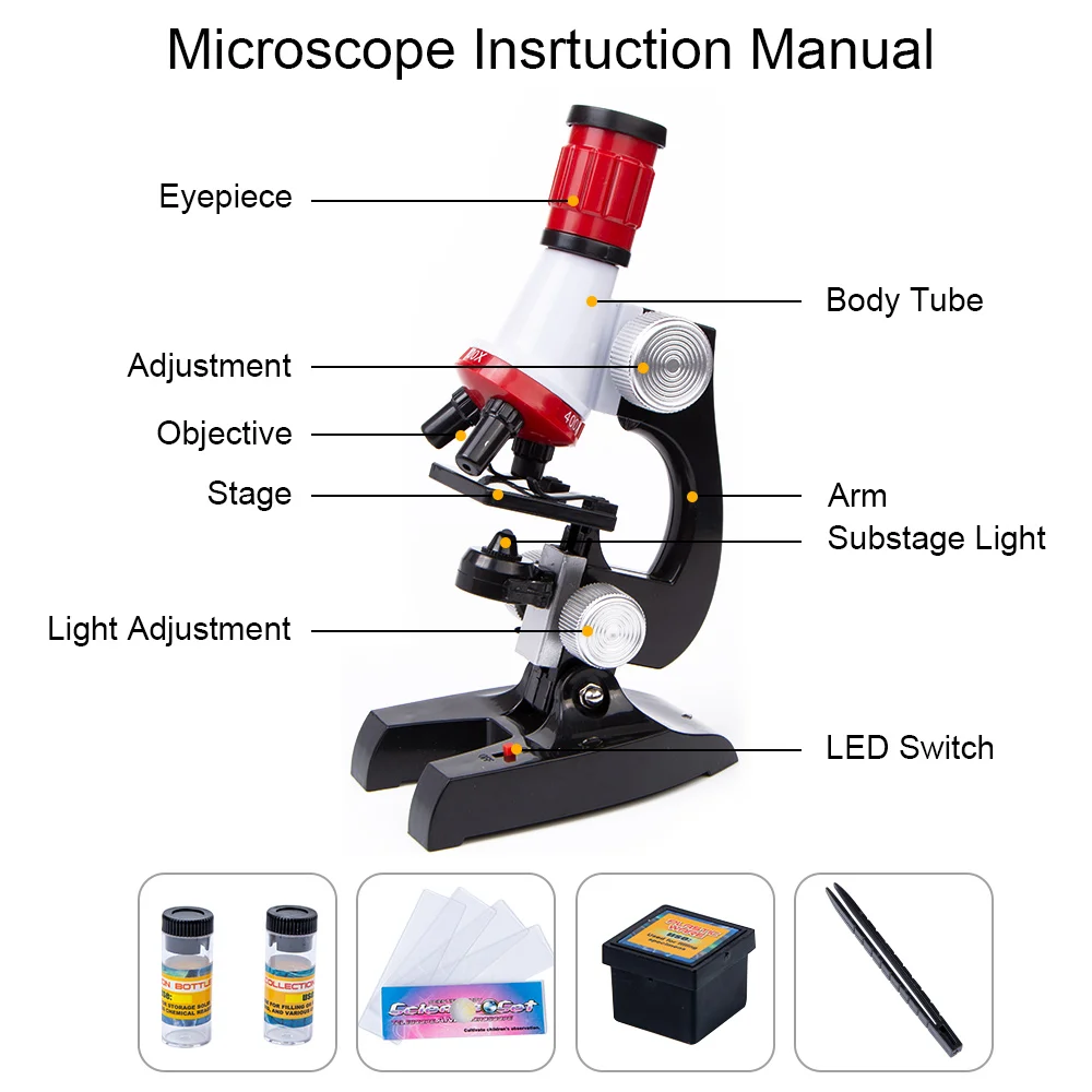 1200X набор микроскопов, лабораторный светодиодный, для дома, школы, для обучения детей, игрушка, Рафинированный Биологический микроскоп для детей, подарок
