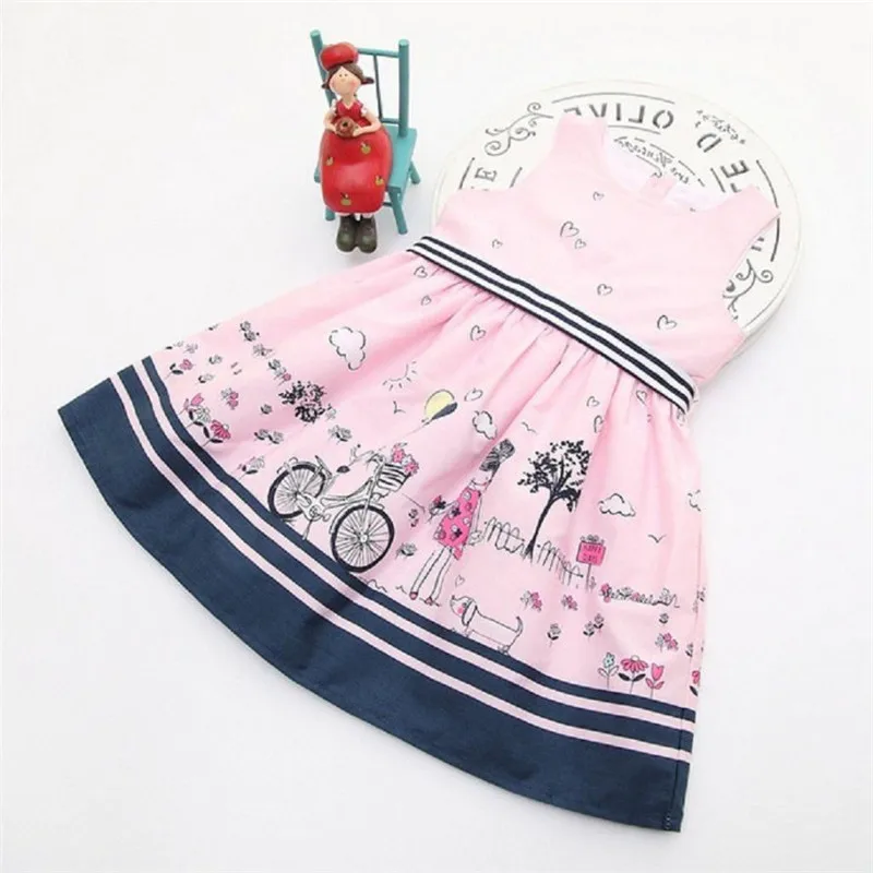 

ARLONEET Baby Girl Dress Girl Pettiskirt Printing Ruched Bowknot Dresses Princess Dress Girl 2 to 7 Years 30S325 Drop Shipping