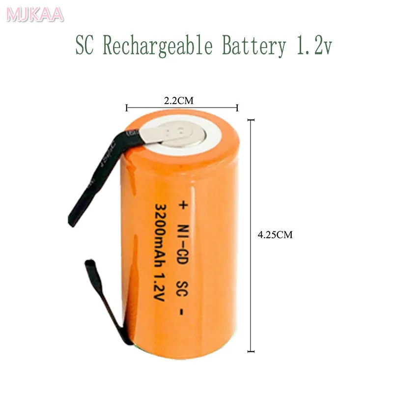 

15pcs SC 3200MAH 1.2V rechargeable battery 4/5 SC Sub C ni-cd cell with welding tabs for electric drill screwdriver 3200