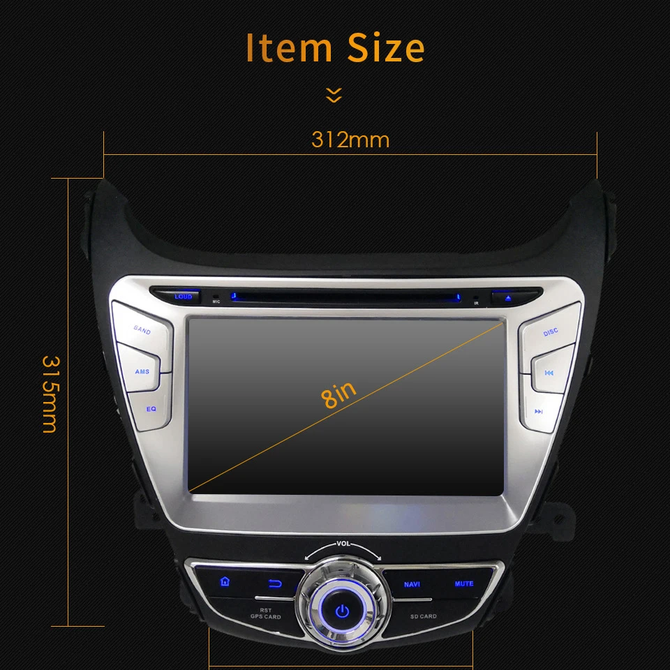 Perfect 8" Octa Core 4G Android 8.1 4GB RAM 64GB ROM RDS Car DVD Player Radio GPS Glonass Navigation For Hyundai Elantra I35 2014 2015 5