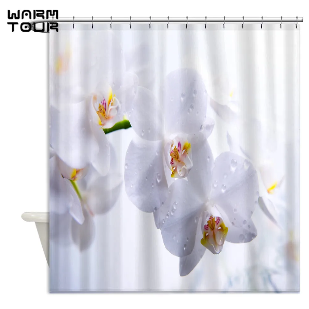 Водонепроницаемая занавеска для ванной с изображением орхидеи|curtains waterproof|shower curtain waterproofshower |