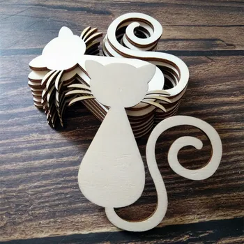 

Wooden cat figure, Cutout Shape, Unfinished, craft supplies, decoration, 2" 34" Home Decor, Wall Hanging, DIY, MDF shape