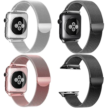

Milanese Loop Stainless Steel Strap For Apple Watch Series 1 2 3 4 Magnetic Adjustable Band For Watch Correa 38 40 42 44 mm