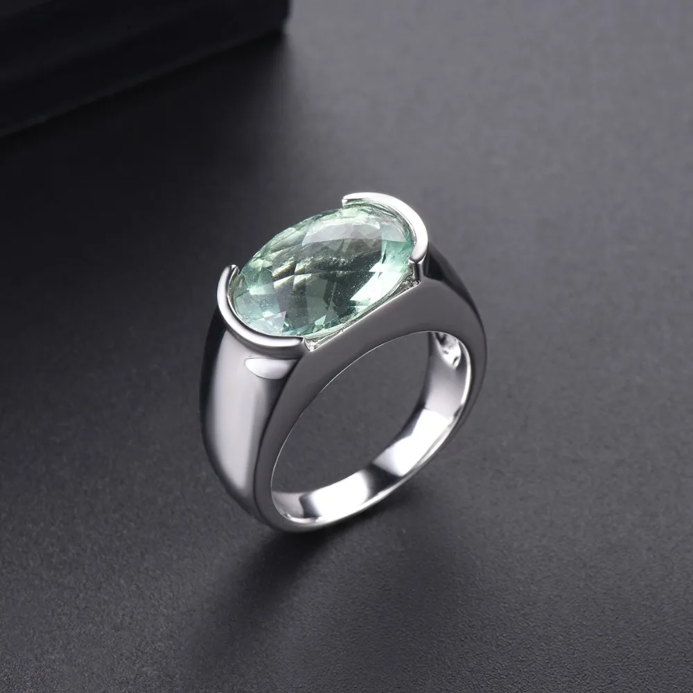 Hutang женское кольцо 6.30ct натуральный зеленый аметист обручальные кольца серебро 925