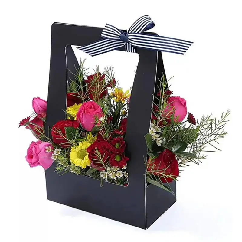 

Portable Foldable Waterproof Handheld Flower Holder Gift Packing Box Flower Baske Paper Flower Basket