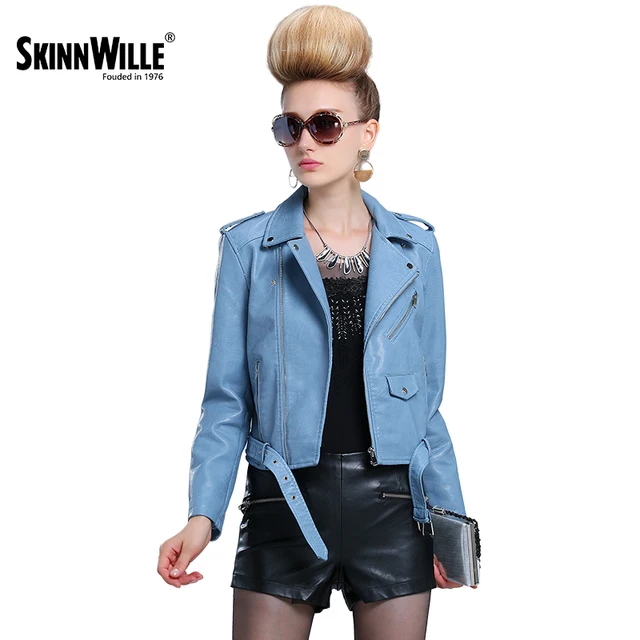SKINNWILL 2018 Моды весна новый кожаная куртка женщин кожаные куртки женские