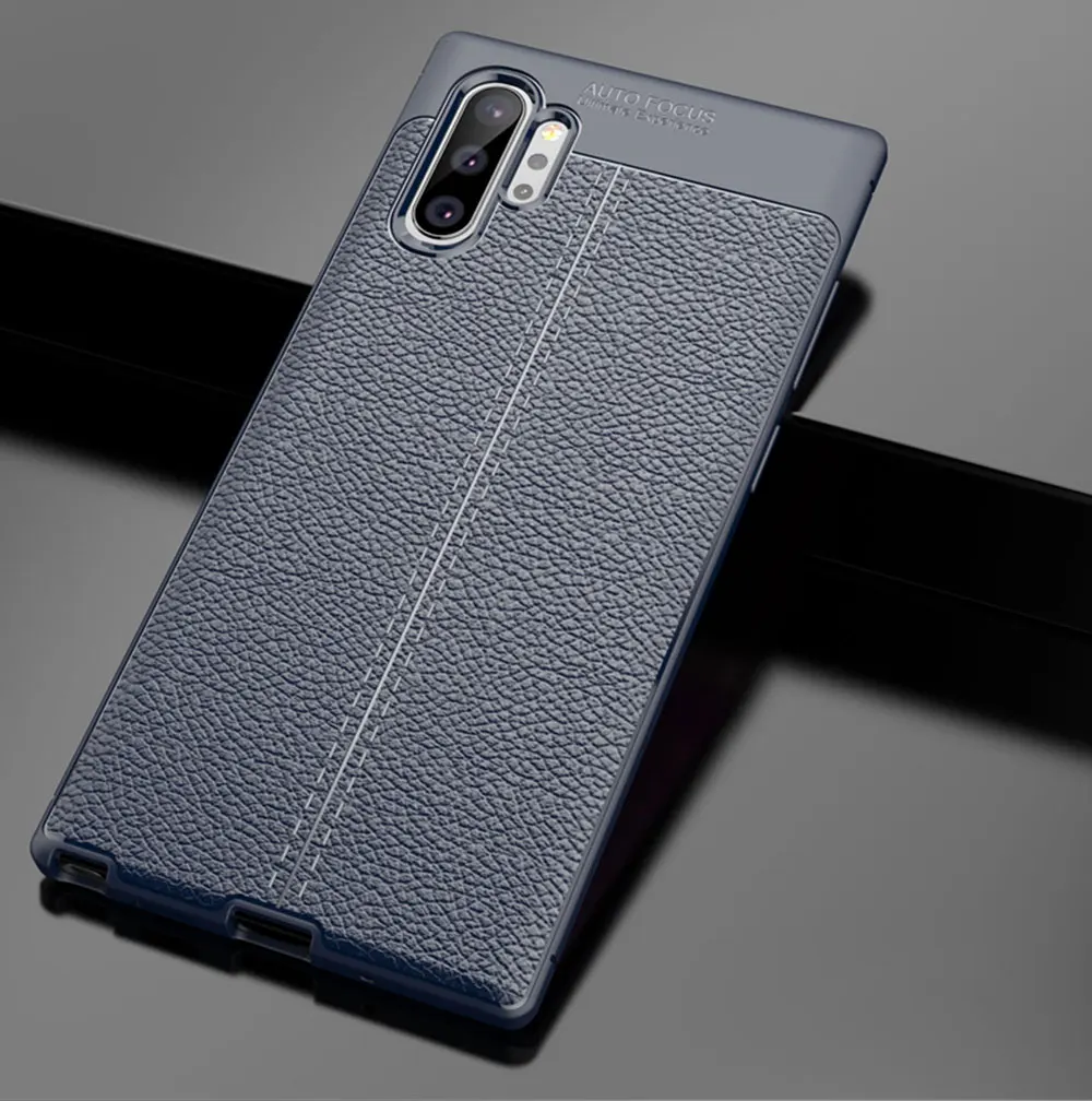 Для samsung Galaxy Note 10+ чехол кожаный чехол прочный ТПУ чехол для телефона samsung Note10 Plus чехол Полный защитный бампер - Цвет: Синий