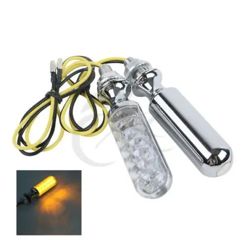 

Motorcycle 12 LED Chrome Amber Turn Signal Light For Harley Sportster Dyna Softail