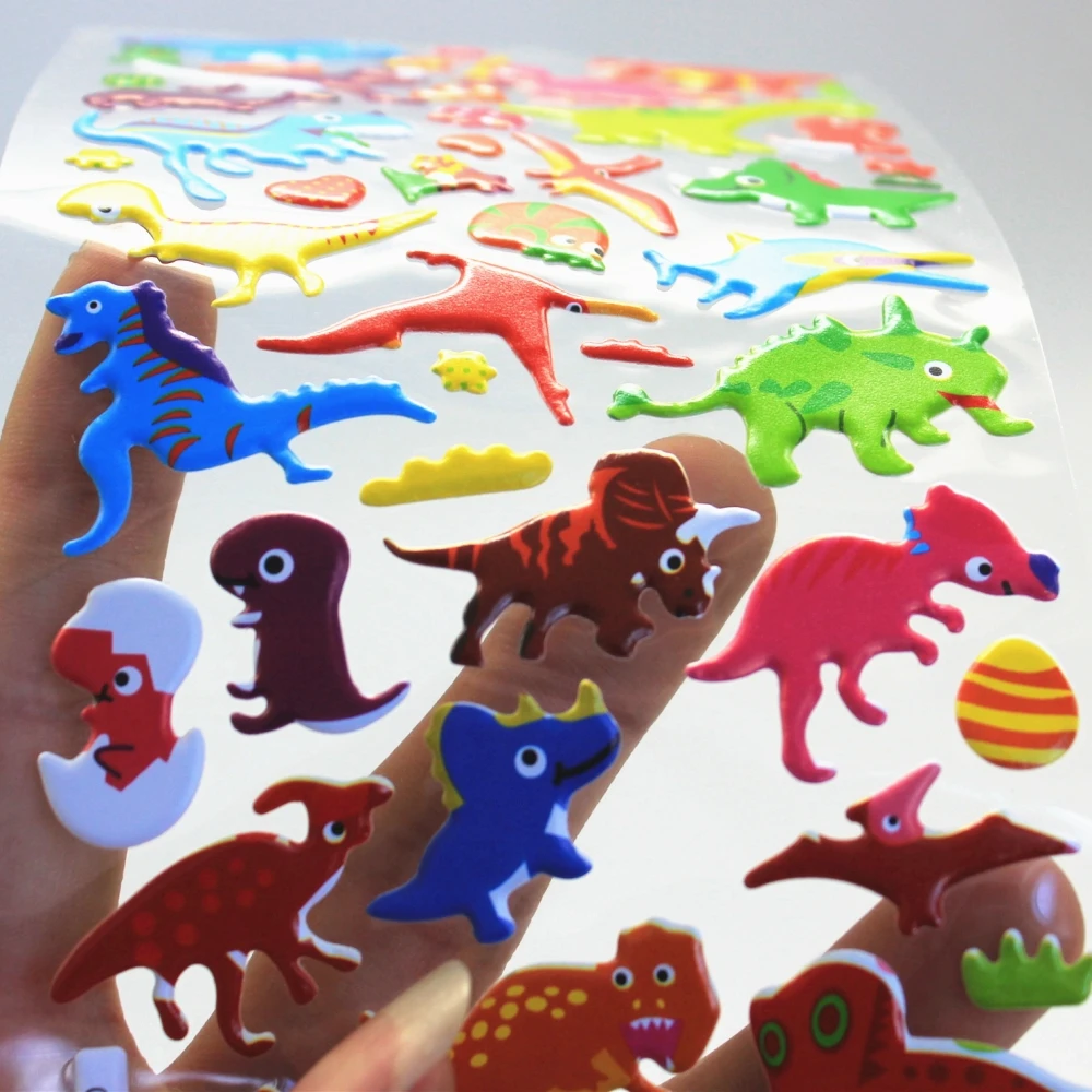 

3 Sheets cartoon dinosaur Stickers Scrapbooking 3D bubble stickers Gift Toys