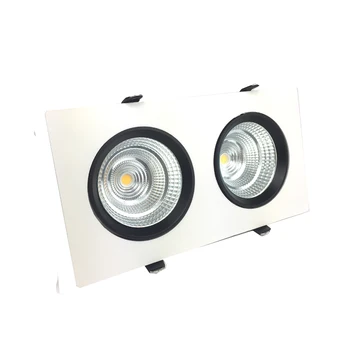 

Dimmable Double Lights Recessed LED Downlight 2x9w 2x15w Rectangle Adjustable Panel