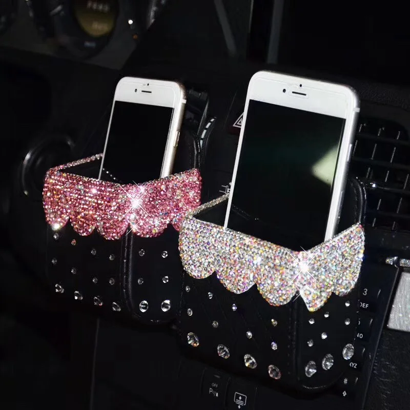 Diamond-Crystal-Car-Organizer-Box-Bag-Air-Outlet-Dashboard-Hanging-Leather-Universal-Car-Mobile-Phone-Holder-Automobile-85