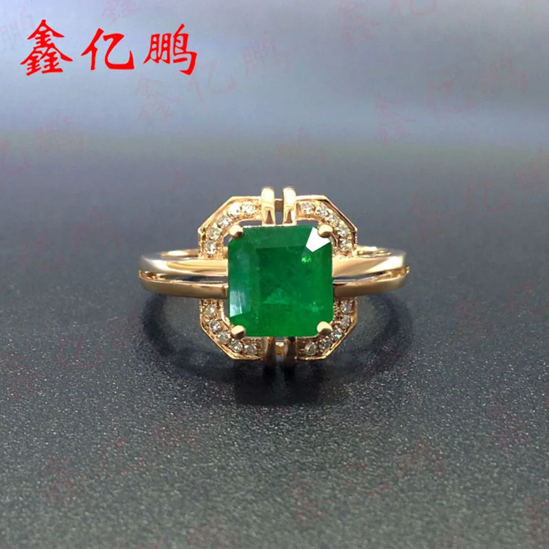

Xin yi peng 18 k rose gold inlaid 1.53 carat natural emerald ring, the woman ring, with diamond,square, fashion precious